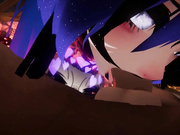 Ahegao Tattooed Gothic Mommy gives face fuck on Midnight Rooftop